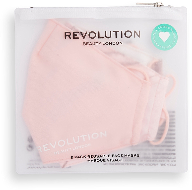 Schutzmaske 2 St. - Makeup Revolution 2Pack Re-Useable Fashion Fabric Face Mask Pink — Bild N1