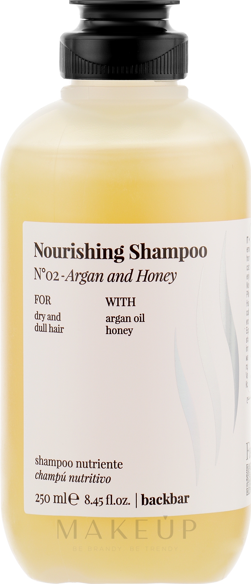 Nährendes Shampoo mit Arganöl und Honig für trockenes und stumpfes Haar - Farmavita Back Bar No2 Nourishing Shampoo Argan And Honey — Bild 250 ml