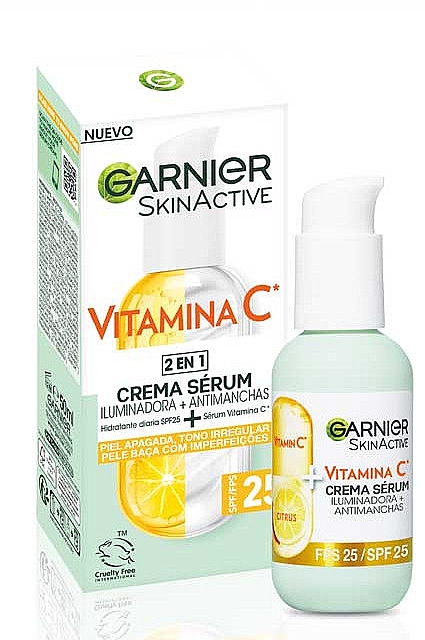 Aufhellende Serum-Creme mit Vitamin C - Garnier Skin Active Vitamin C 2-in-1 Serum Cream SPF25 — Bild N1