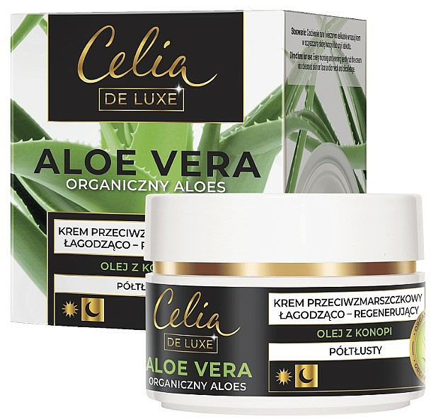 Beruhigende und regenerierende Anti-Falten Gesichtscreme mit Aloe Vera und Hanföl - Celia De Luxe Aloe Vera Soothing And Regenerating Semi-Rich Cream — Bild N1