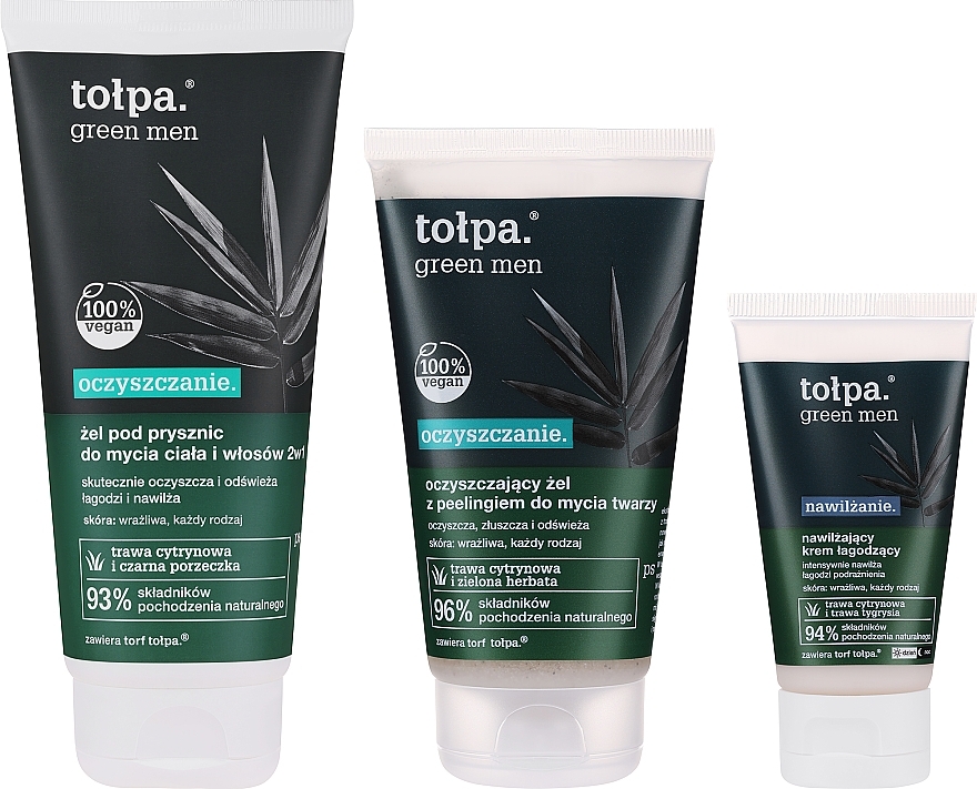 Set - Tolpa Green Men 2024 Set (Gesichtswaschgel/150ml + Gesichtscreme/50ml + Duschgel/200/ml) — Bild N2