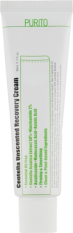 Creme für empfindliche Haut mit asiatischer Säure - Purito Centella Unscented Recovery Cream — Bild N1