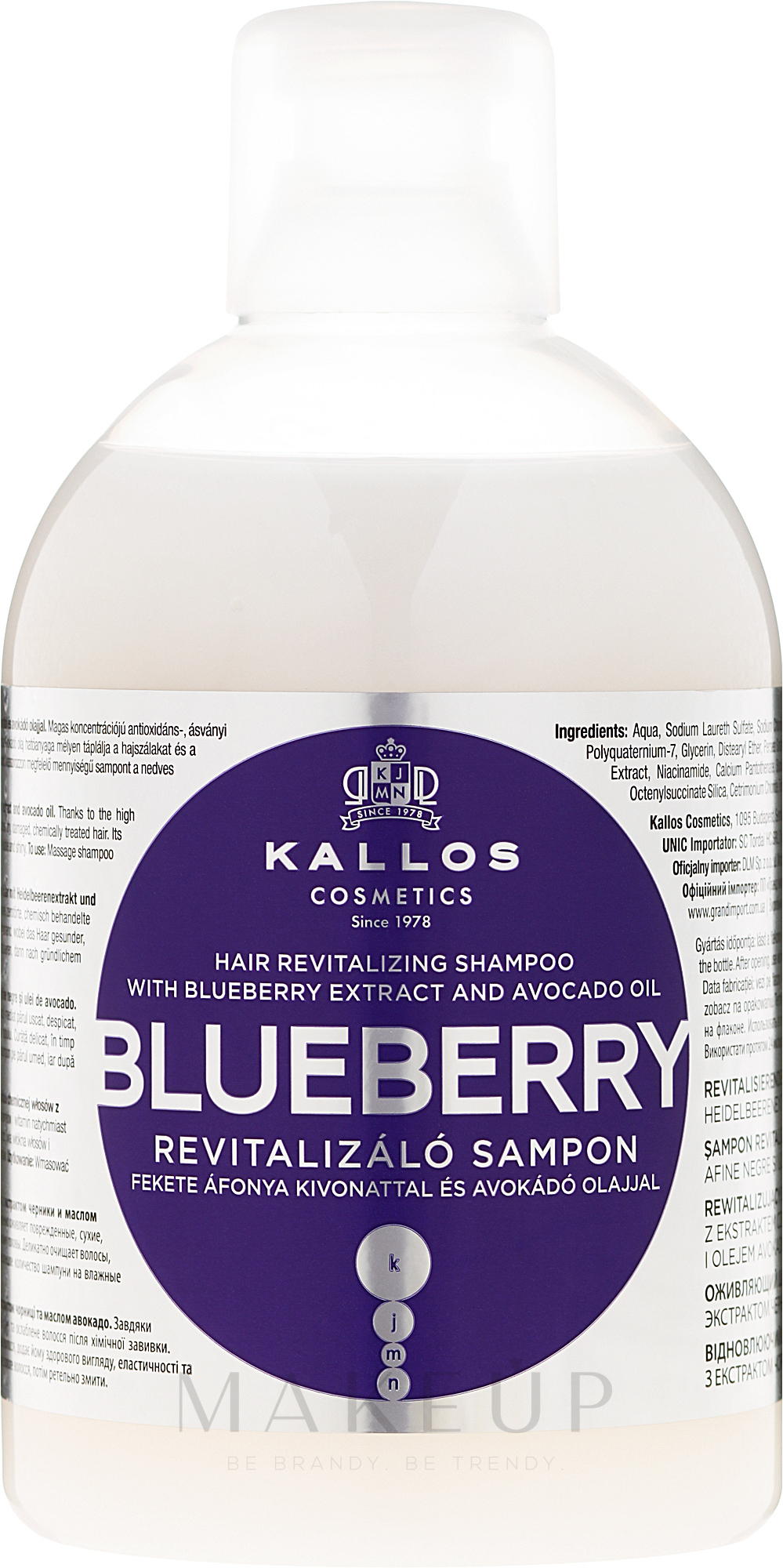 Himbeere Revitalisierendes Shampoo für trockenes und strapaziertes Haar - Kallos Cosmetics Blueberry Hair Shampoo — Bild 1000 ml