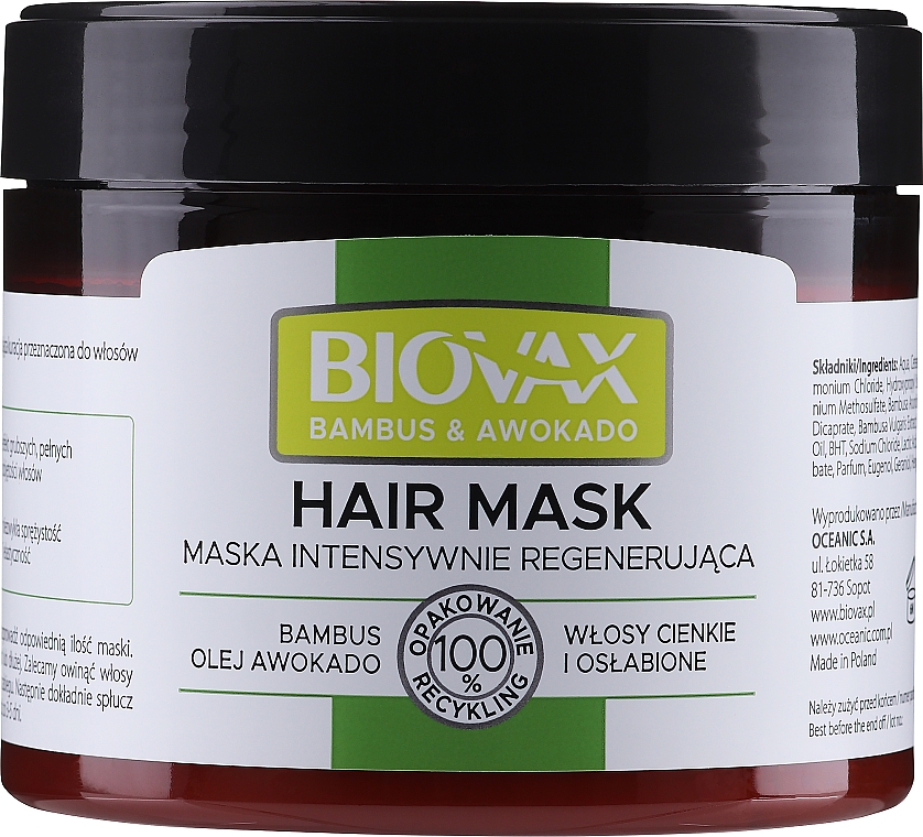 Haarmaske mit Bambus und Avocado - Biovax Hair Mask — Bild N1