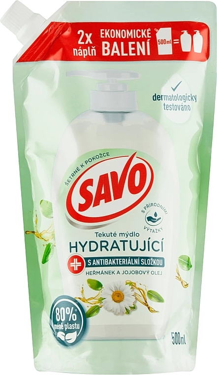 Flüssige Handseife Kamillen- und Jojobaöl - Savo Liquid Handwash Chamomile & Jojoba Oil (Refill)  — Bild N1