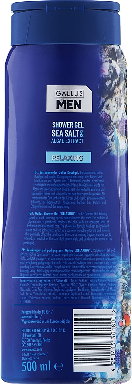 Duschgel für Männer mit Meersalz und Meeresalgenextrakt - Gallus Men Sea Salt&Algae Extract Shower Gel — Bild N2