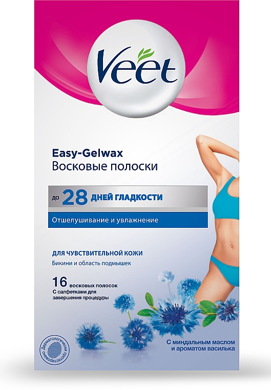 Wachsstreifen mit Mandelöl und Kornblumenaroma - Veet Easy-gelwax — Bild N1