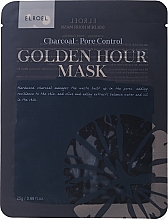 Düfte, Parfümerie und Kosmetik Porenverfeinernde Tuchmaske mit Hartholzkohle-Extrakt - Elroel Golden Hour Mask Charcoal Pore Control