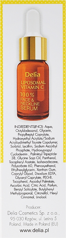 Aufhellendes Serum für Gesicht, Hals und Dekolleté mit Vitamin C - Delia Liposomal Vitamin C 100% Face Neckline Serum Anti Wrinkle Treatment — Bild N3