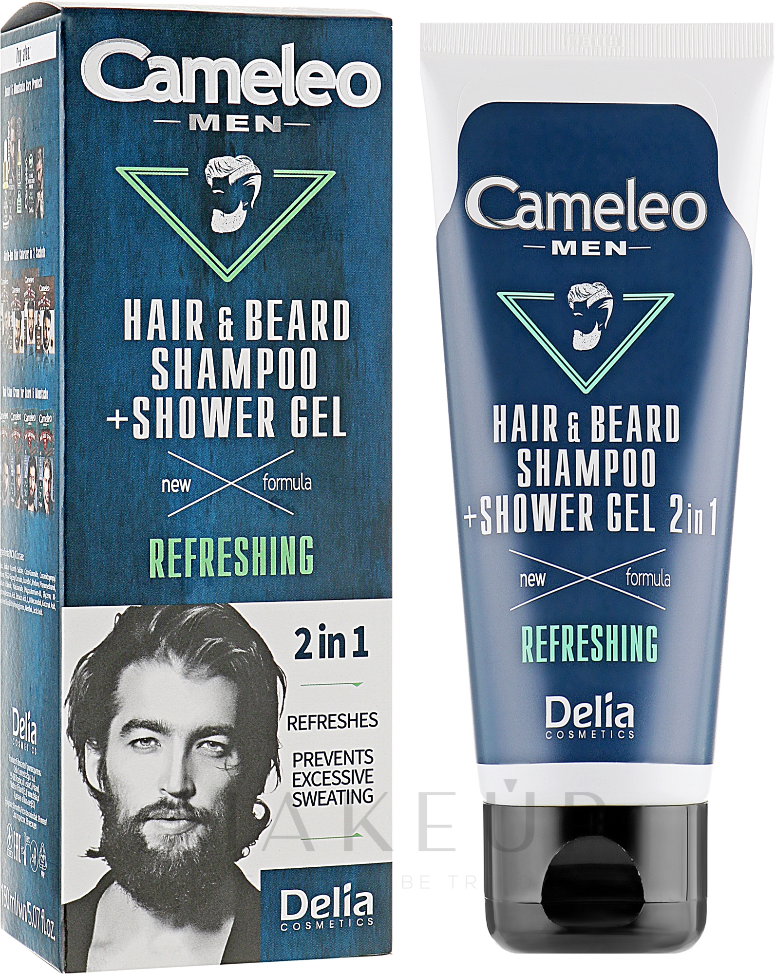 2in1 Erfrischendes Haar- und Bartshampoo + Duschgel - Delia Cameleo Men 2in1 Refreshing Shampoo & Shower Gel — Bild 150 ml