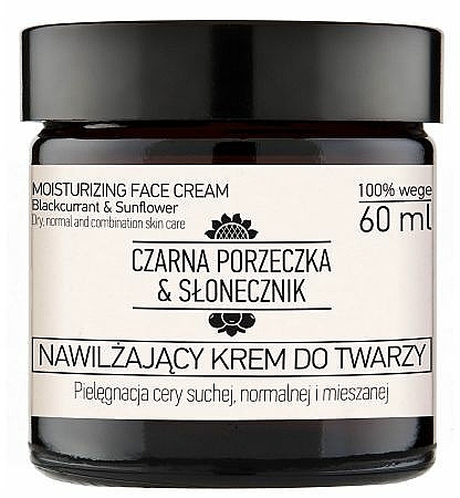 Feuchtigkeitsspendende Gesichtscreme für trockene, normale und gemischte Haut mit schwarzer Johannisbeere und Sonnenblume - Nova Kosmetyki Czarna porzeczka & Slonecznik — Bild N1