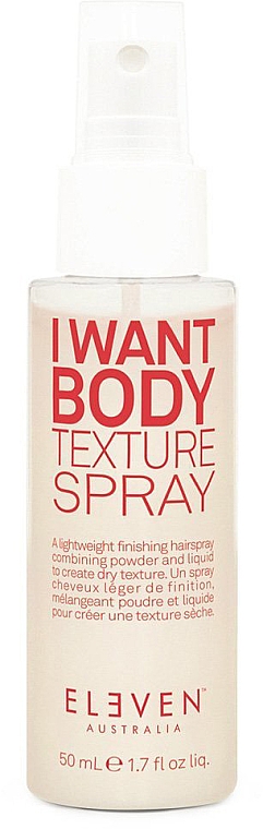 2in1 Haarstylingspray und Puder mit Keratin, Weizen-, Soja- und Maisproteinen und Meersalz für mehr Volumen - Eleven Australia I Want Body Texture Spray — Bild N1