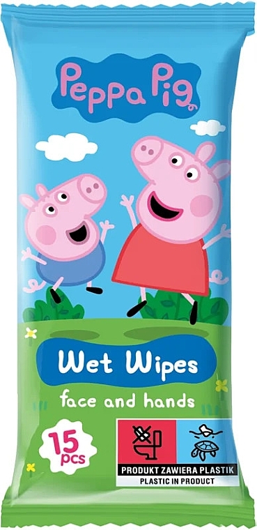 Feuchttücher mit Erdbeeraroma 15 St. - Peppa Pig Wet Wipes Face and Hands — Bild N1