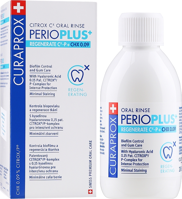Pflegende und regenrierende Mundspülung mit Hyaluronsäure und 0,09% Chlorhexidin-Konzentration - Curaprox PerioPlus+ — Bild N2