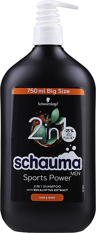 2in1 Shampoo für Haar und Körper - Schauma Men Sports Power 2In1 Shampoo — Bild N1