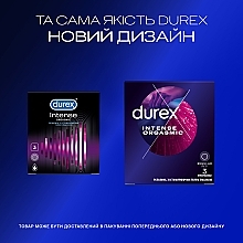 Gerippte und genoppte Kondome mit zusätzlichem Desirex-Gel befeuchtet 3 St. - Durex Intense Orgasmic — Foto N4