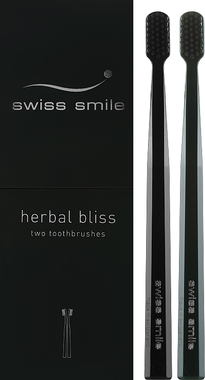 Zahnbürsten sensitiv weich in schwarz und grün 2 St. - Swiss Smile Herbal Bliss Two Toothbrushes — Bild N2