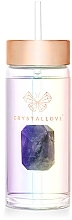 Holographische Glaswasserflasche mit Amethyst und Trinkhalm, 400 ml - Crystallove Glass Hologram Water Bottle with Amethyst and Straw — Bild N7