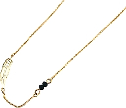 Halskette Feder und schwarze Steine golden - Lolita Accessories — Bild N1