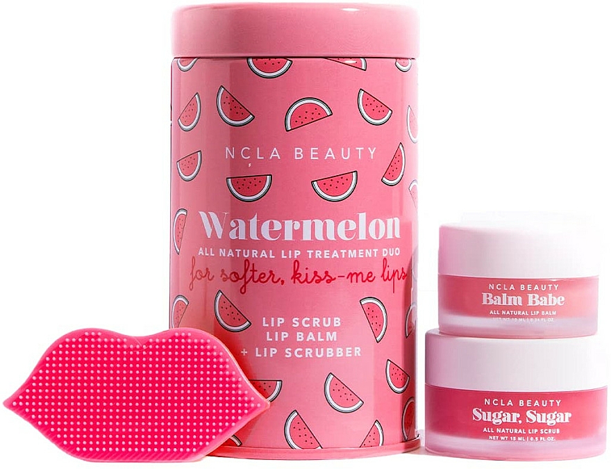 Set Wassermelone - NCLA Beauty Watermelon Lip Care (l/balm/10ml + l/scrub/15ml + scrubber) — Bild N1