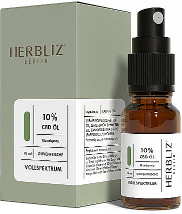 Mundspray Olivenfrische 10% - Herbliz CBD Olive Fresh Oil Mouth Spray 10% — Bild N1