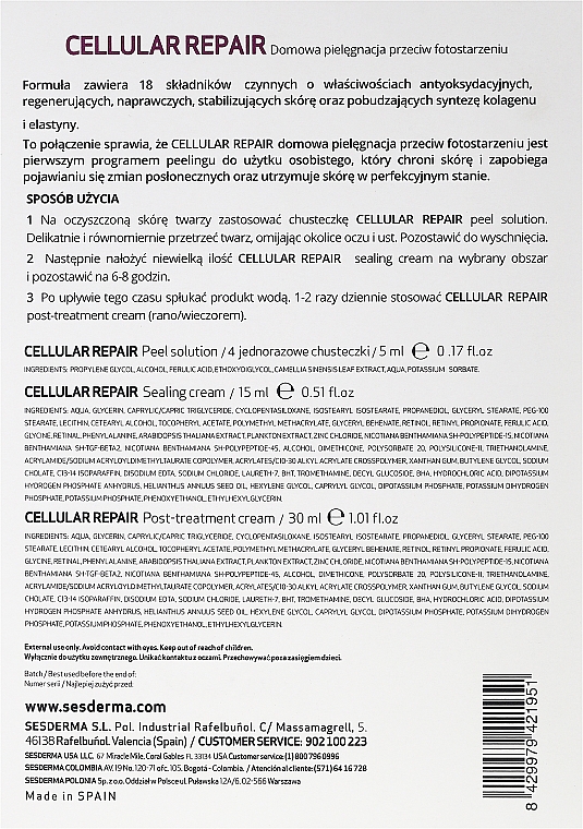 Anti-Aging Gesichtspflegeset - Sesderma Laboratories Sesmedical Cellular Repair (Hautcreme 15ml + Stärkende Creme 35ml + Peelingtüche 5x5ml) — Bild N5