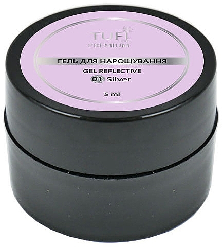 Reflektierendes Gel zur Nagelverlängerung, silber - Tufi Profi Premium Gel Reflective 01 — Bild N1