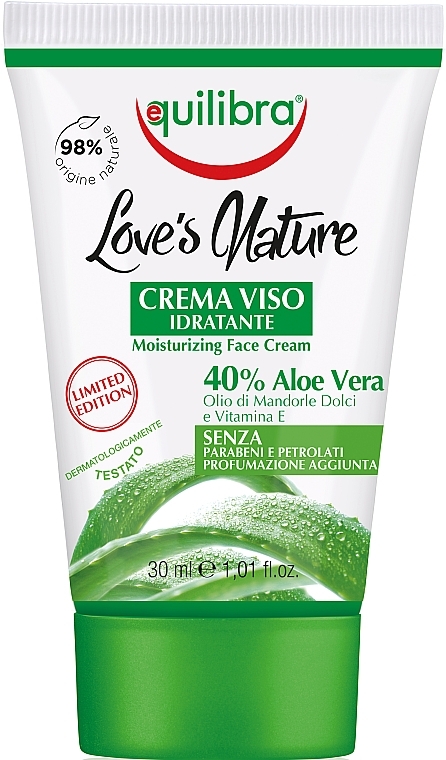 GESCHENK! Feuchtigkeitsspendende Gesichtscreme mit Aloe - Equilibra Aloe Moisturizing Face Cream — Bild N1