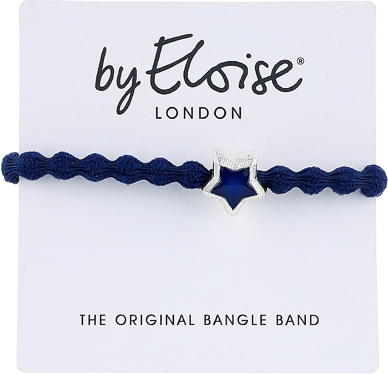 Haargummi silberner Stern dunkelblau - By Eloise London Enamel Silver Star Navy Blue — Bild N1