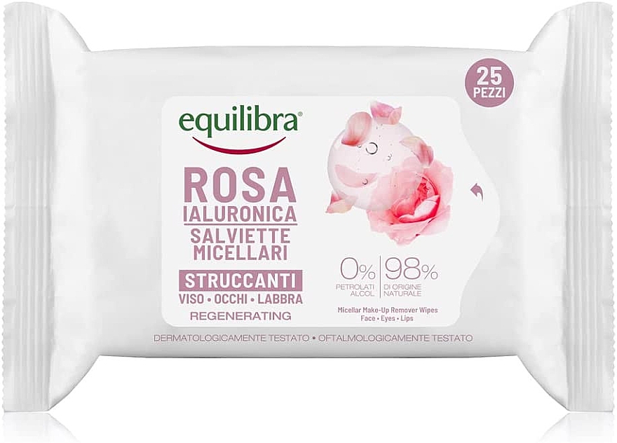 Micellar-Gesichtstücher - Equilibra Hyaluronic Rose Micellar Wipes — Bild N1