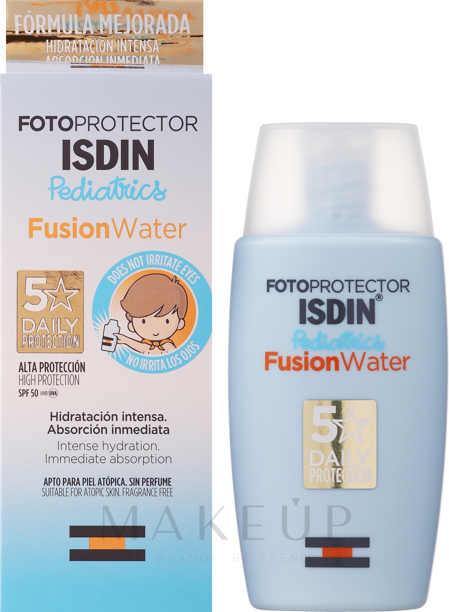 Babyfluid für Körper und Gesicht für atopische Haut SPF50+ - Isdin Fotoprotector Fusion Water Pediatrics SPF50+ — Bild 50 ml