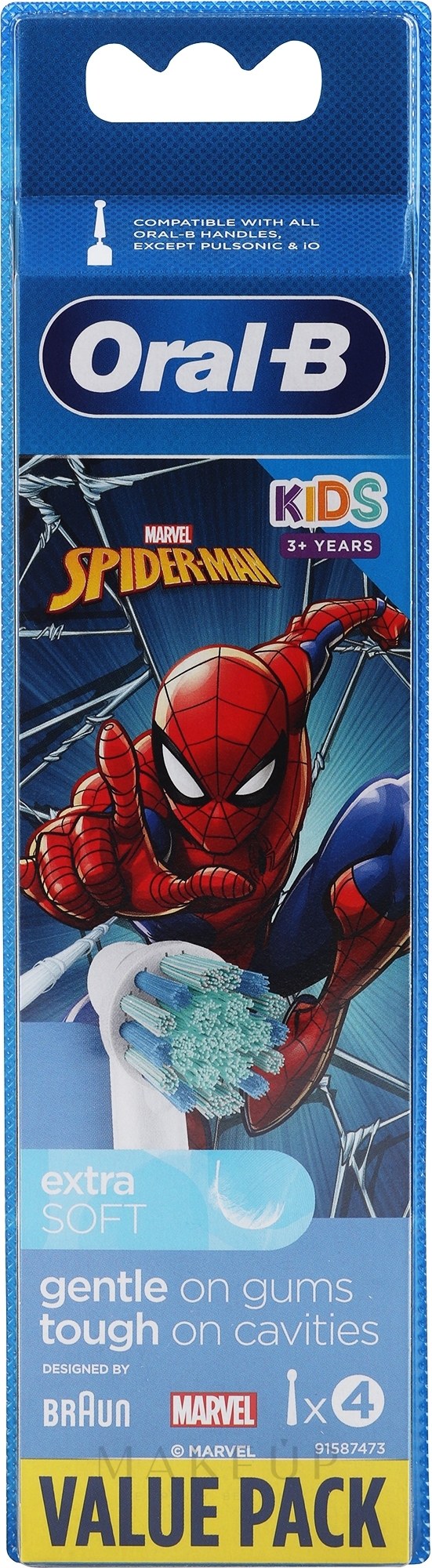 Austauschbare Zahnbürstenköpfe für Kinderzahnbürste 4 St. - Oral-b Braun Stages Power Eb10 Spider-man — Bild 4 St.