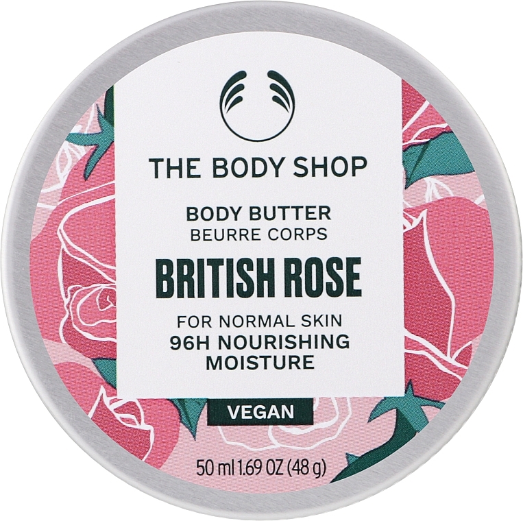 Feuchtigkeitsspendende Körperbutter mit Rosenextrakt, Sheabutter und Sesamöl - The Body Shop British Rose Body Butter 96h Nourishing Moisture — Bild N1