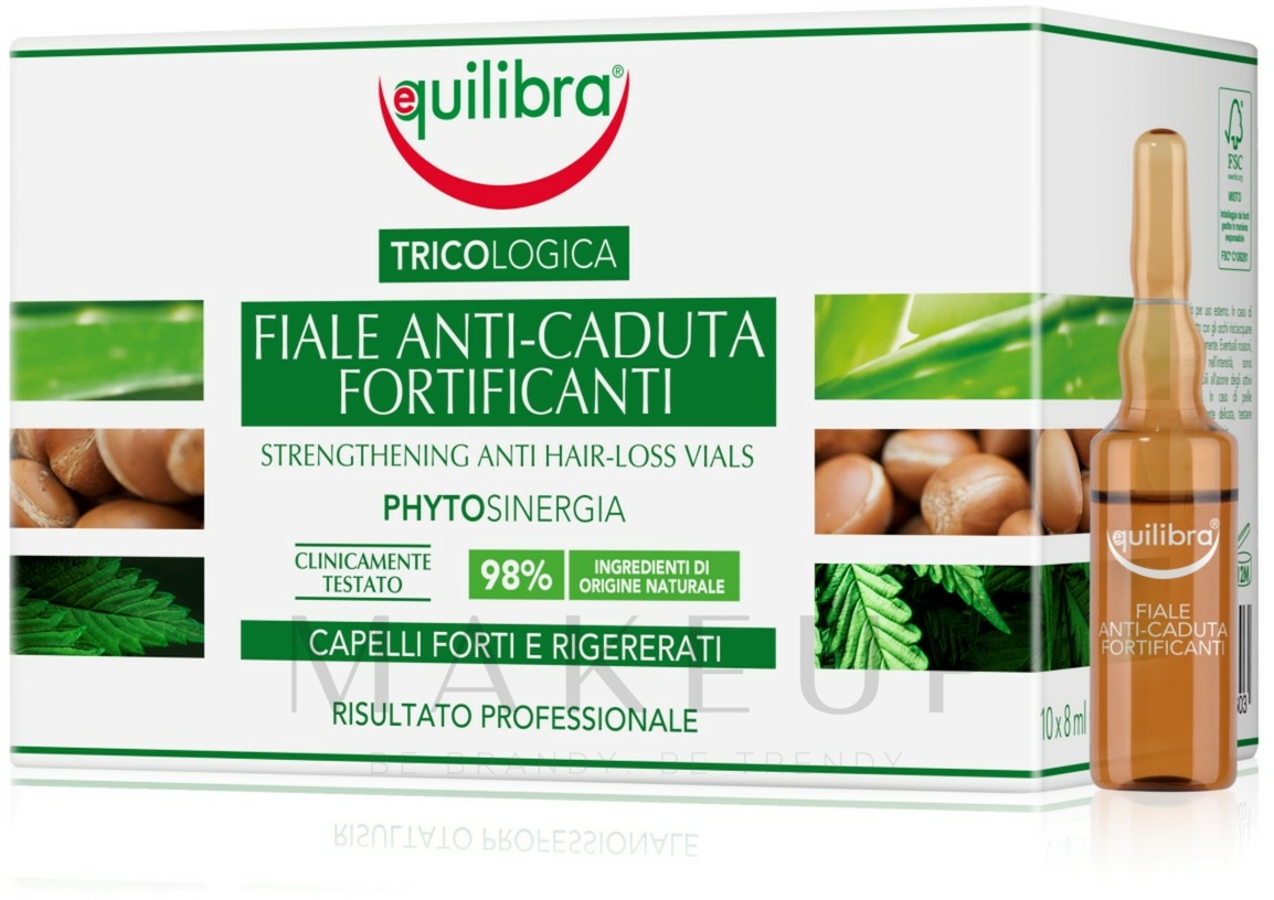 Stärkende Ampullen gegen Haarausfall mit Aloe Vera, Arganöl und pflanzlichem Keratin - Equilibra Tricologica — Bild 10 x 8 ml