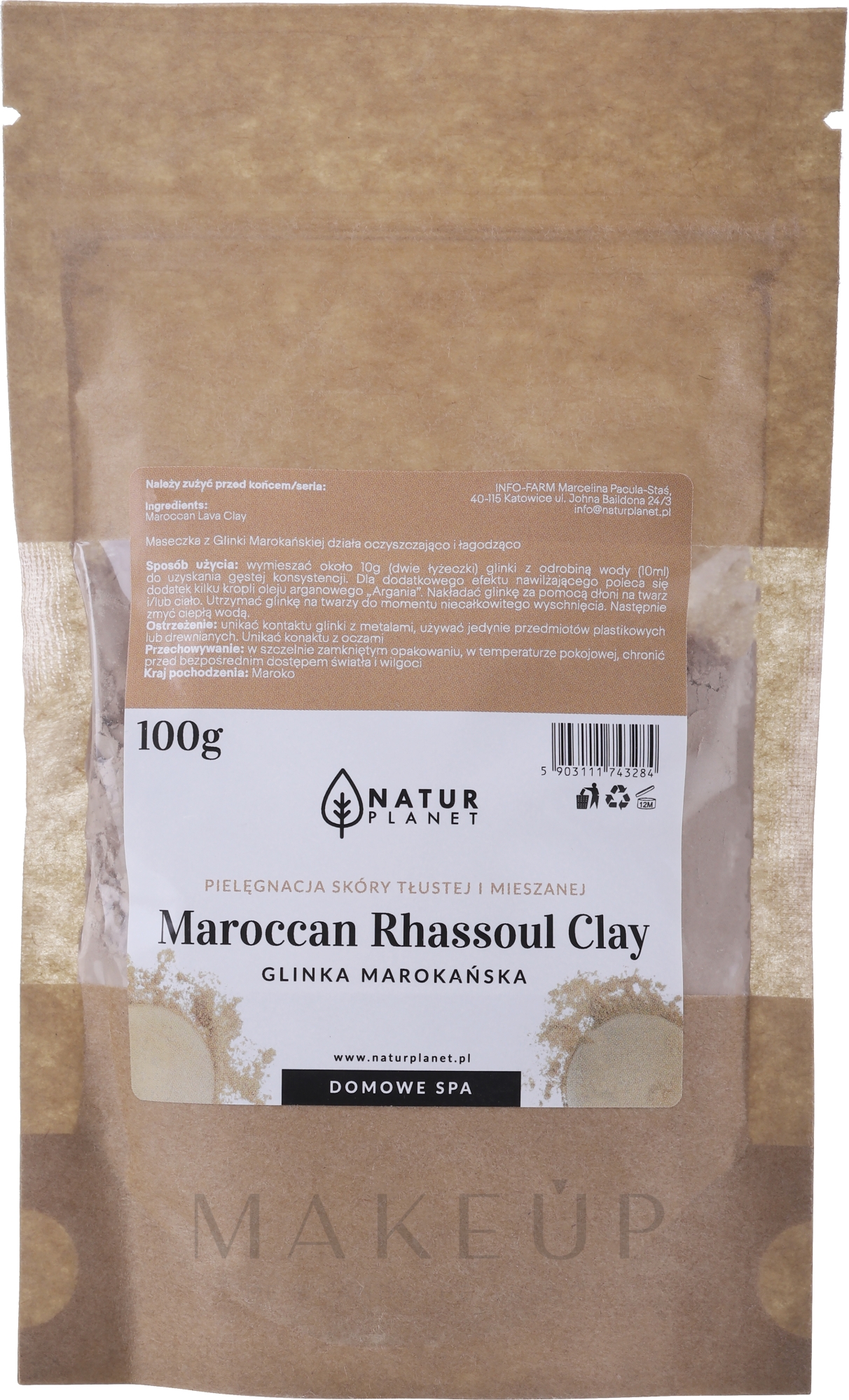 Marokanische Gesichtstonerde - Natur Planet Moroccan Ghassoul Clay — Bild 100 g