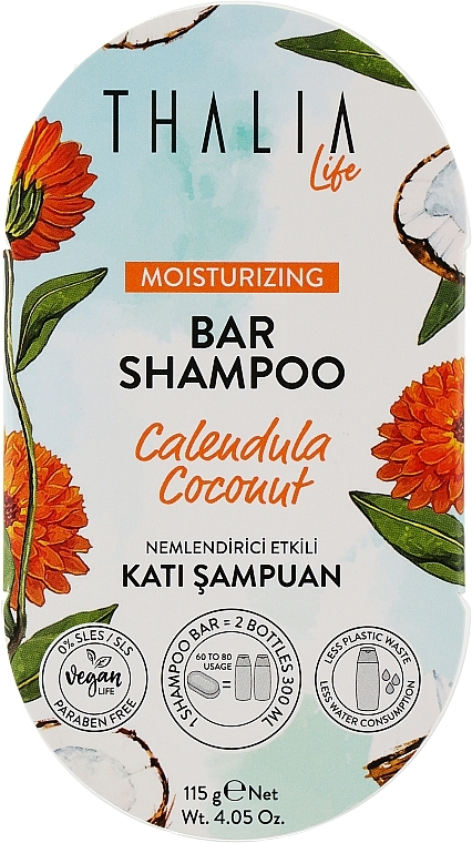 Festes Shampoo für trockenes Haar mit Kokosnuss und Calendula - Thalia Life Bar Shampoo — Bild N1