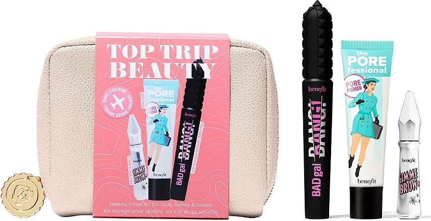 Benefit Top Trip Beauty Set (Gesichtsprimer 22ml + Augenbrauengel 3g + Mascara 8,5g) - Abschminkpad-Set — Bild N1