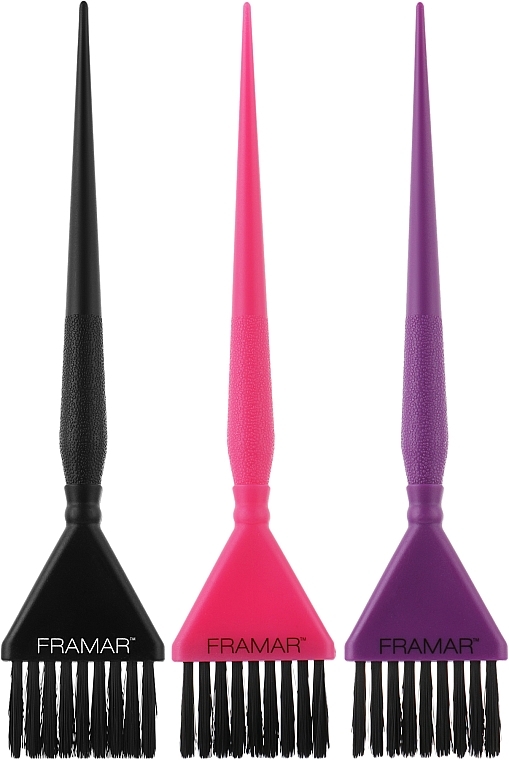 Haarfärbepinsel-Set schwarz, violett, rosa 3 St. - Framar Needle Coloring Brush — Bild N1