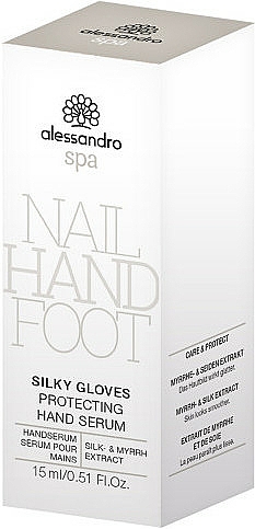 Schützendes Handserum mit Seide und Myrrhe-Extrakt - Alessandro International Spa Silky Gloves Protecting Hand Serum — Bild N2
