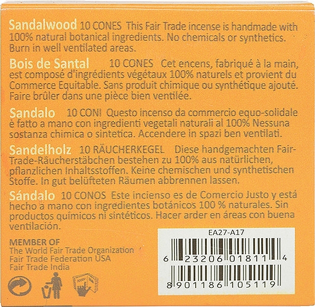 Räucherkegel Sandelholz - Maroma Encens d'Auroville Cone Incense Sandalwood — Bild N2