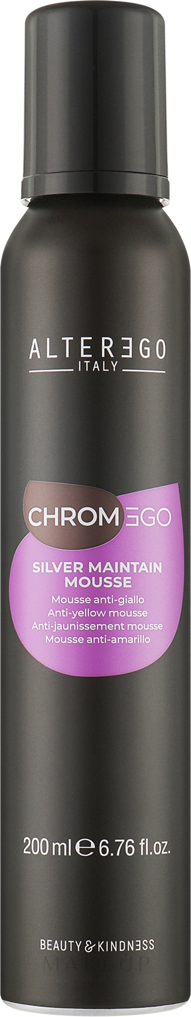 Schaumfestiger für blondes und graues Haar  - Alter Ego ChromEgo Silver Maintain Anti-Yelllow Neutralizing Mousse — Bild 200 ml