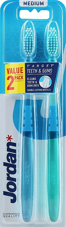 Zahnbürste mittel Target Teeth blau, grün 2 St. - Jordan Target Teeth Toothbrush — Bild N3