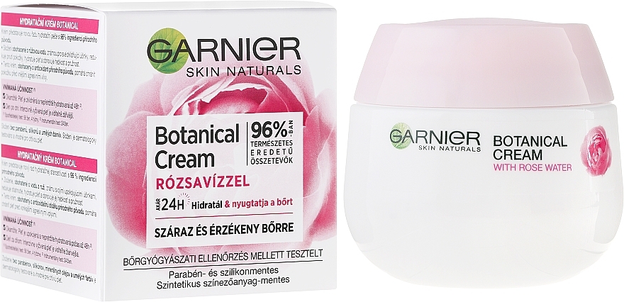 Tagescreme für trockene und empfindliche Haut mit Rosenwasser - Granier Skin Naturals Soft Essentials Hydrating Care 24h Day Face Cream — Bild N1