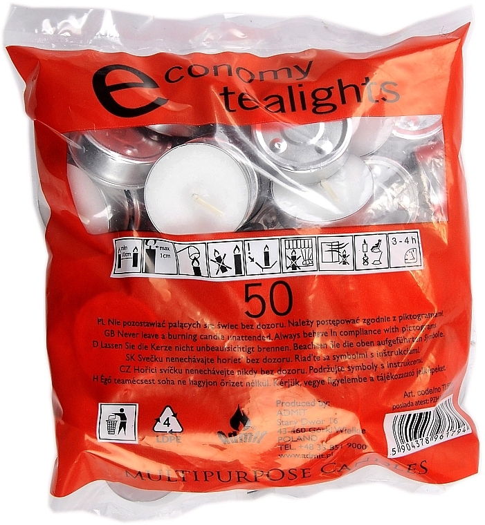 Teekerzen ohne Geruch 50 St. - Admit Economy Tealights Candles — Bild N1