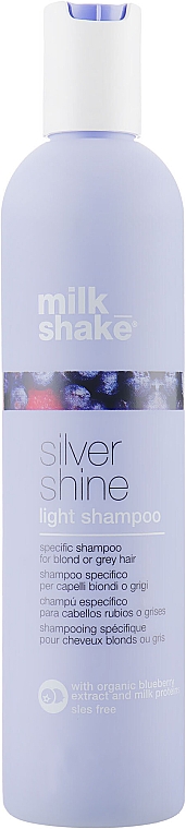 Shampoo für blondes und graues Haar mit Bio-Blaubeerextrakt und Milchproteinen - Milk Shake Silver Shine Light Shampoo — Bild N1