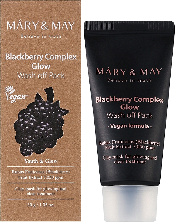 Antioxidative Ton-Gesichtsmaske mit Brombeere - Mary & May Blackberry Complex Glow Wash Off Mask — Bild N2