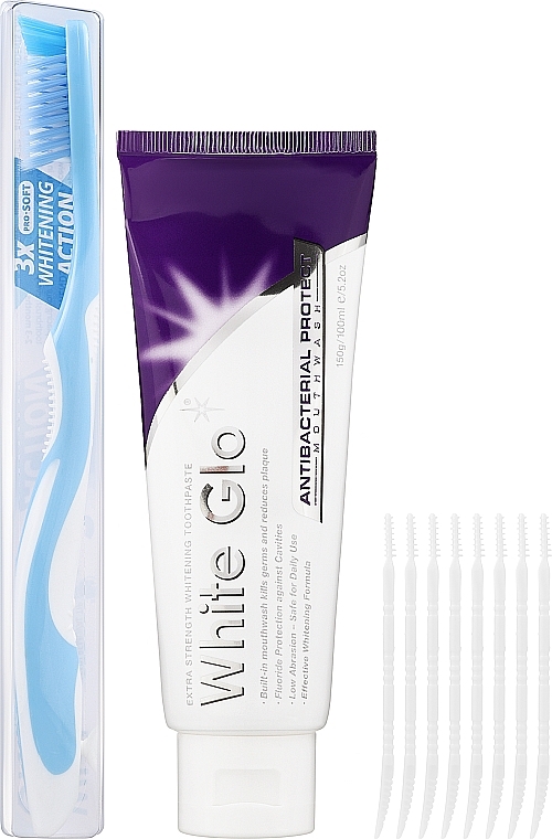 Zahnpflegeset - White Glo Antibacterial Protect Set (Zahnpasta 100ml + Zahnbürste 1 St.) — Bild N2