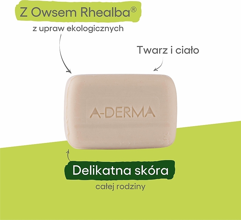 Dermatologische Seife mit Hafer für gereizte Haut - A-Derma Soap Free Dermatological Bar — Bild N3