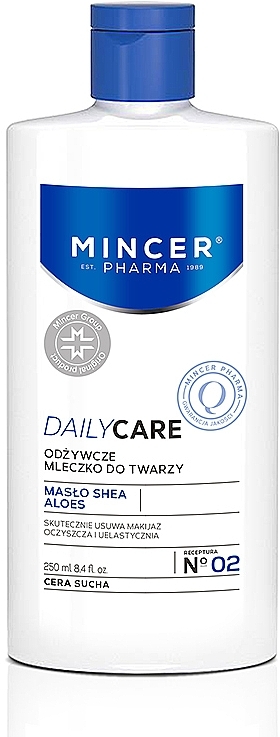 Nährende Gesichtsreinigugsmilch mit Sheabutter und Aloe Vera für trockene Haut 02 - Mincer Pharma Daily Care Milk Nousturizing 02 — Bild N1