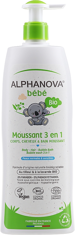 Shampoo, Duschgel und Schaumbad für Kinder 3in1 - Alphanova Bebe Bubble Wash 3 in 1 — Bild N1